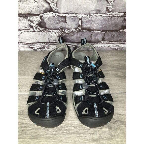 KEEN Black Blue Textile Synthetic Drawstring Hiking Sandas Women Sz 9M US/39.5EU - Picture 2 of 16